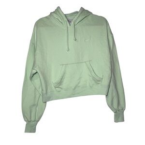 Hollister Cropped Hoodie Lime Green Size Small Super Soft Cozy Loungewear